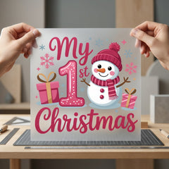 1st Christmas Snowman Festive Christmas Funny Ready to Press DTF Transfer for Dtf