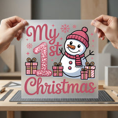 1st Christmas Snowman Kids Christmas Ready to Press DTF Transfer for Dtf