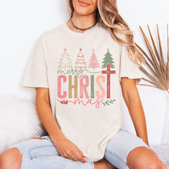 Merry Christ mas Cross | Christian Christmas Tee