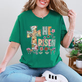 He Is Risen & Floral Cross | Easter Hope Tee