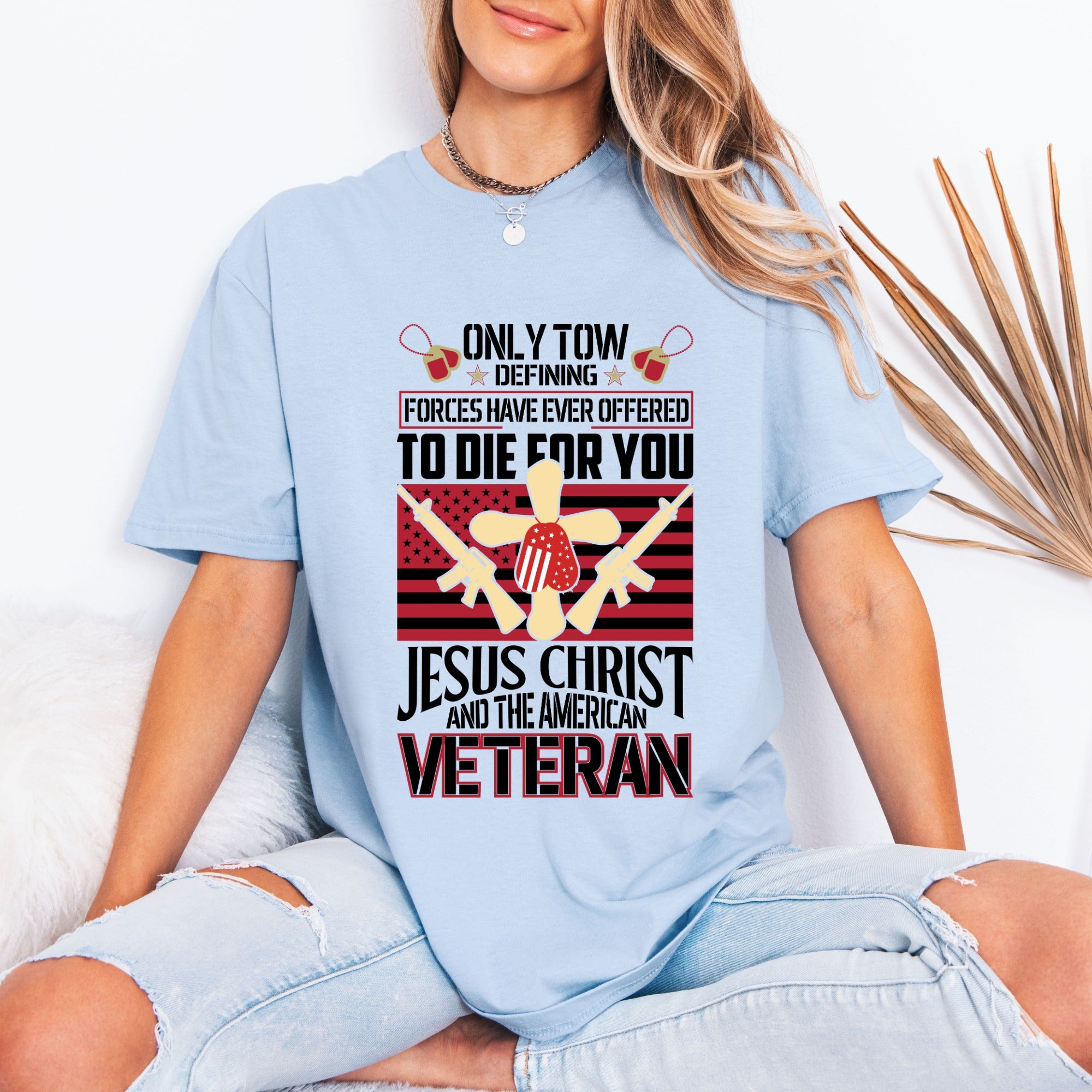 Christian American Veteran Tribute T-Shirt - Faith & Freedom Design