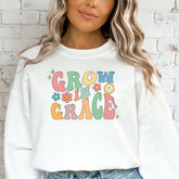 Grow In Grace | Retro Floral Christian Sweatshirt