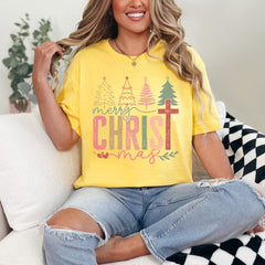 Merry Christ mas Cross | Christian Christmas Tee