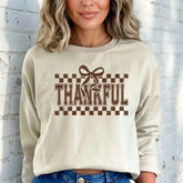 Thankful Checkerboard Bow | Gratitude & Blessing Sweatshirt