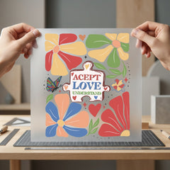 Accept Love Understand Retro Vintage Retro Ready to Press DTF Transfer for Dtf