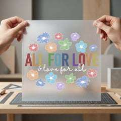 All Love Floral Rainbow Vintage Retro Ready to Press DTF Transfer for Dtf