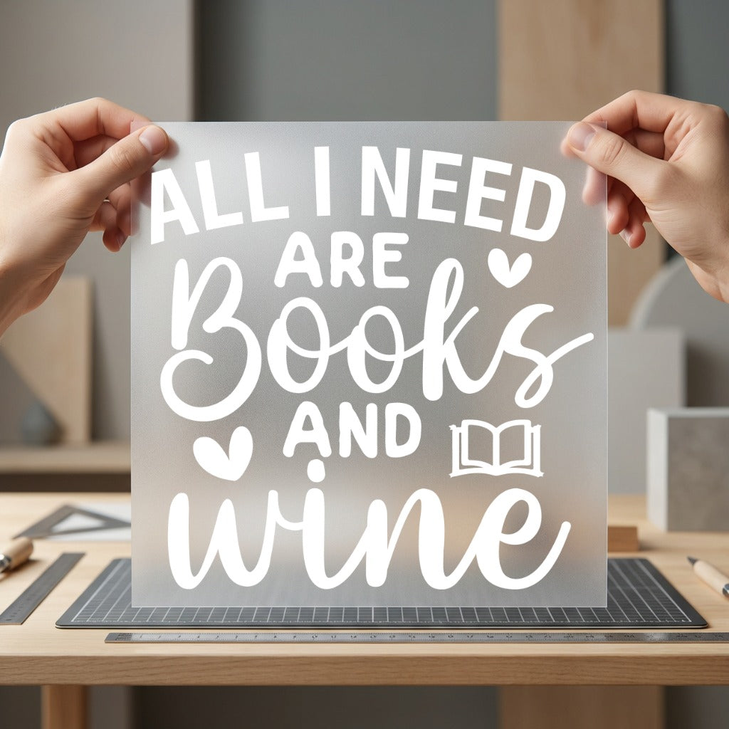 All Need Books Wine Aesthetic Ready to Press DTF Transfer for Dtf