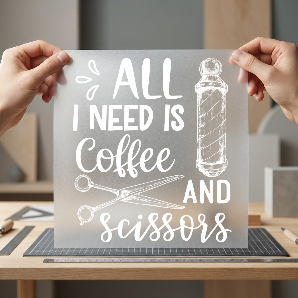 All Need Coffee Scissors Aesthetic Ready to Press DTF Transfer for Dtf
