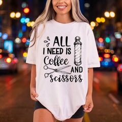 All Need Coffee Scissors Aesthetic Ready to Press DTF Transfer for Dtf