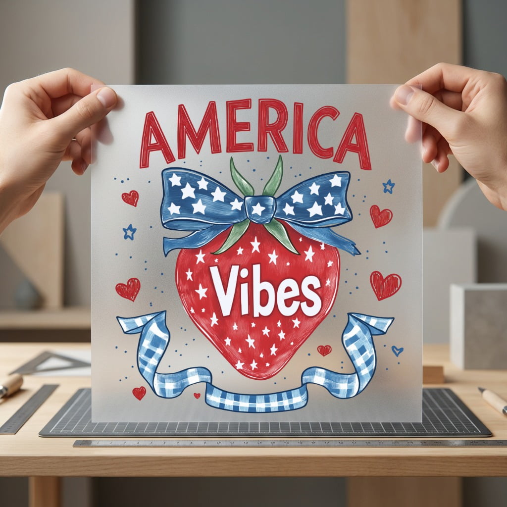 America Vibes Strawberry Patriotic 4th Of July Patriotic Ready to Press DTF Transfer for Dtf