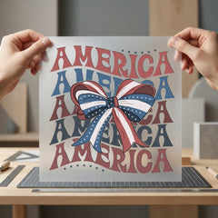 America Wavy Text Patriotic 4th Of July Patriotic Ready to Press DTF Transfer for Dtf