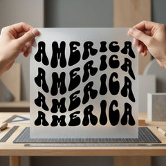 America Wavy Text Retro 4th Of July Patriotic Ready to Press DTF Transfer for Dtf