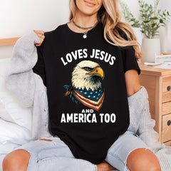 American Eagle Loves Jesus 4th Of July Christian Ready to Press DTF Transfer for Dtf