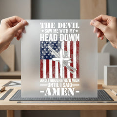 American Flag Cross Rifle Christian Faith Ready to Press DTF Transfer for Dtf