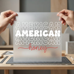 American Honey Stacked Text 4th Of July Usa Ready to Press DTF Transfer for Dtf