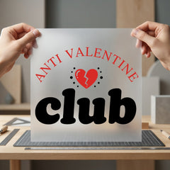 Anti Valentine Club Retro Valentine Funny Ready to Press DTF Transfer for Dtf