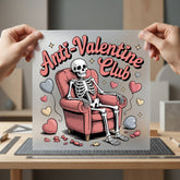 Anti-valentine Club Skeleton Retro Halloween Valentine Ready to Press DTF Transfer for Dtf