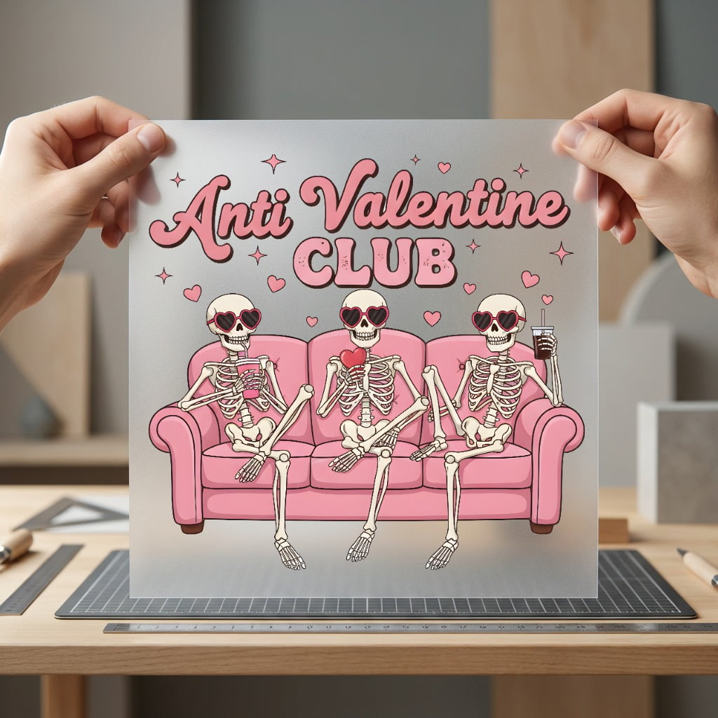 Anti Valentine Club Skeletons Halloween Valentine Ready to Press DTF Transfer for Dtf