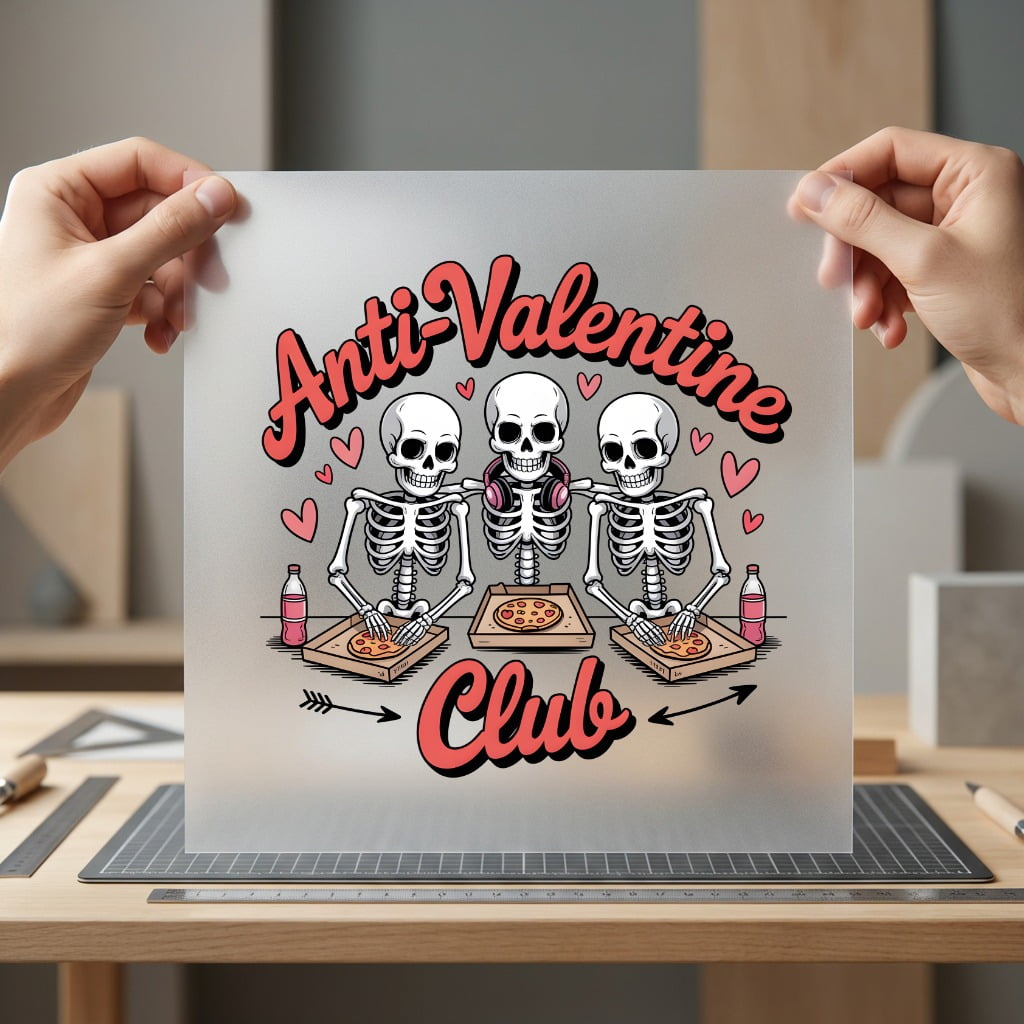 Anti-valentine Club Skeletons Pizza Valentine Funny Ready to Press DTF Transfer for Dtf