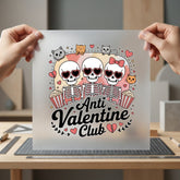Anti Valentine Club Skeletons Valentine Retro Ready to Press DTF Transfer for Dtf
