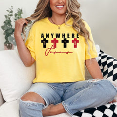 Anywhere With Jesus | Bold Faith Crosses Tee - Luckets.com