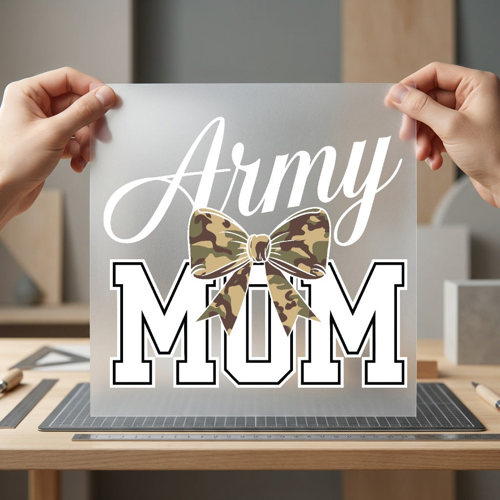 Army Mom Camo Bow Usa Freedom Ready to Press DTF Transfer for Dtf