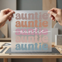 Auntie Retro Stack Diy Mom Vintage Ready to Press DTF Transfer for Dtf