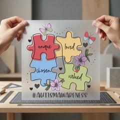 Autism Awareness Puzzle Inspiring Mom Dad Ready to Press DTF Transfer for Dtf