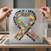 Autism Awareness Puzzle Ribbon Mom Dad Ready to Press DTF Transfer for Dtf