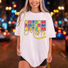 Autism Mom Distressed Support Mom Vintage Ready to Press DTF Transfer for Dtf