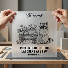 Autumn Harvest Raccoon Fall Faith Bible Ready to Press DTF Transfer for Dtf
