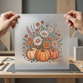 Autumn Pumpkin Daisy Bouquet Halloween Thanksgiving Ready to Press DTF Transfer for Dtf