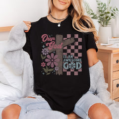 Awesome God Retro Floral Christian Faith Ready to Press DTF Transfer for Dtf