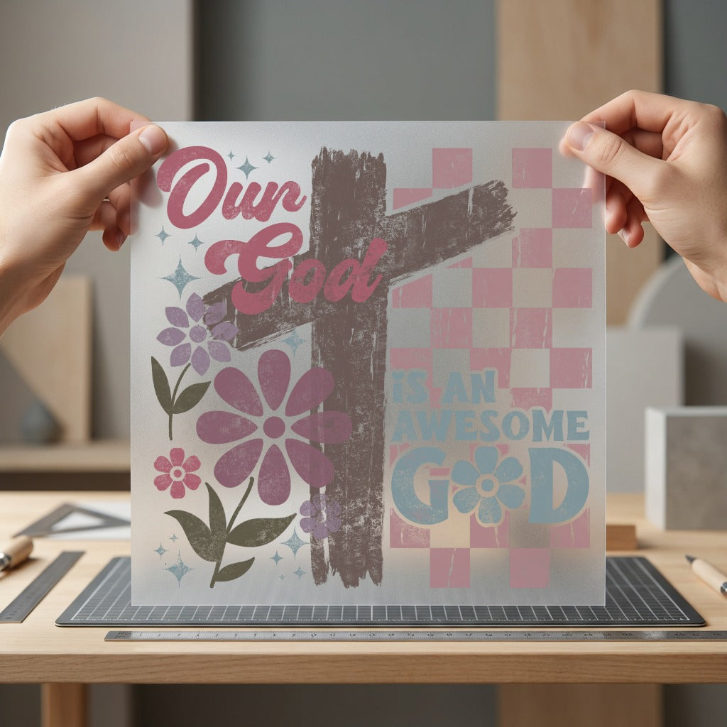 Awesome God Retro Floral Christian Faith Ready to Press DTF Transfer for Dtf