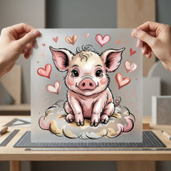 Baby Pig Hearts Kawaii Valentine Pet Ready to Press DTF Transfer for Dtf