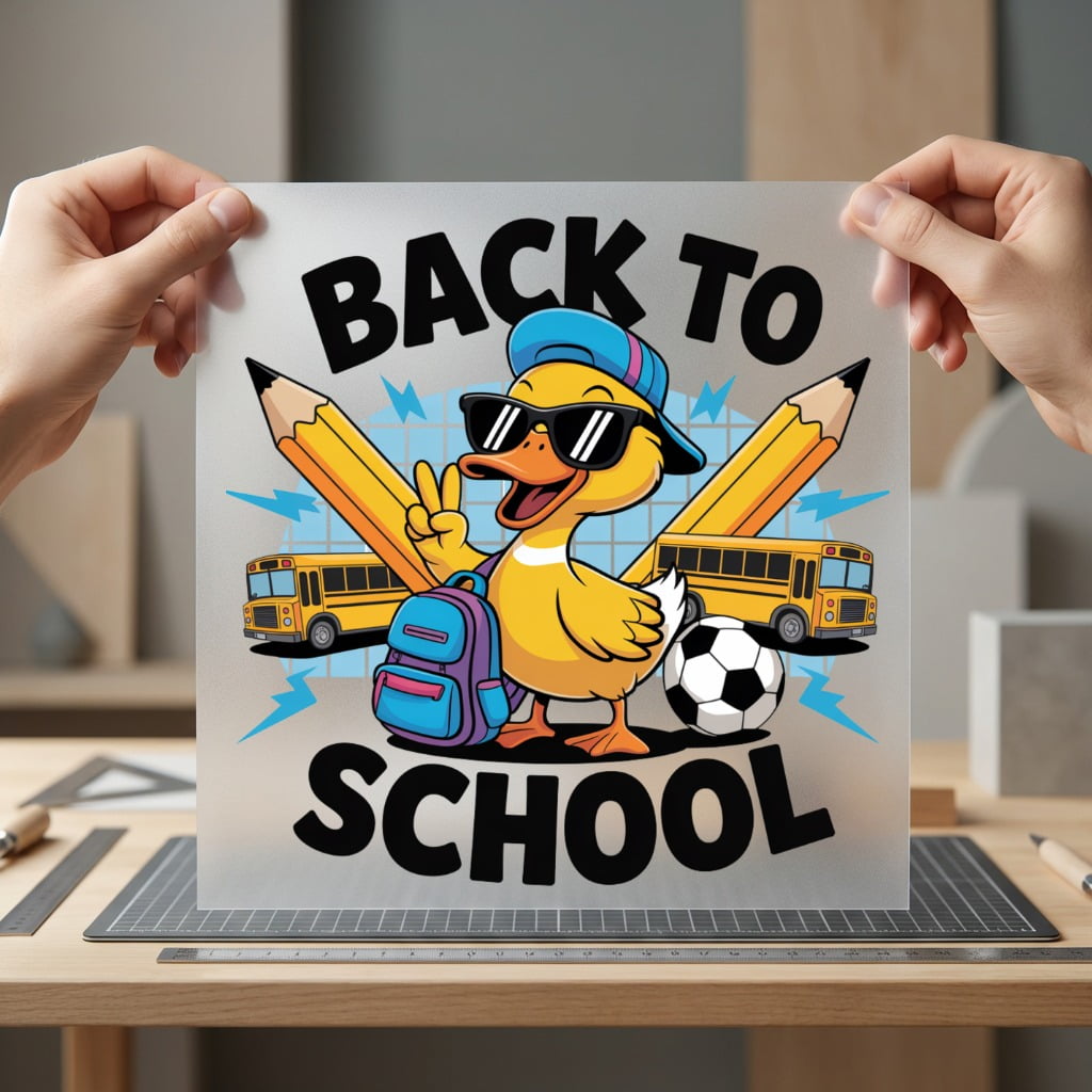 Back School Duck Cartoon Retro Ready to Press DTF Transfer for Dtf