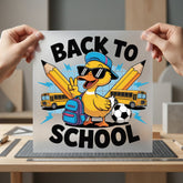 Back School Duck Cartoon Retro Ready to Press DTF Transfer for Dtf