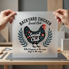 Backyard Chicken Social Club Usa Mom Ready to Press DTF Transfer for Dtf