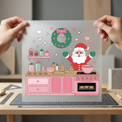 Baking Santa Christmas Holiday Christmas Ready to Press DTF Transfer for Dtf