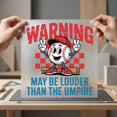 Baseball Game Warning Sports Funny Retro Ready to Press DTF Transfer for Dtf