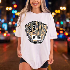 Baseball Glove Camo Ballin Fitness Ready to Press DTF Transfer for Dtf