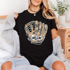 Baseball Glove Camo Ballin Fitness Ready to Press DTF Transfer for Dtf