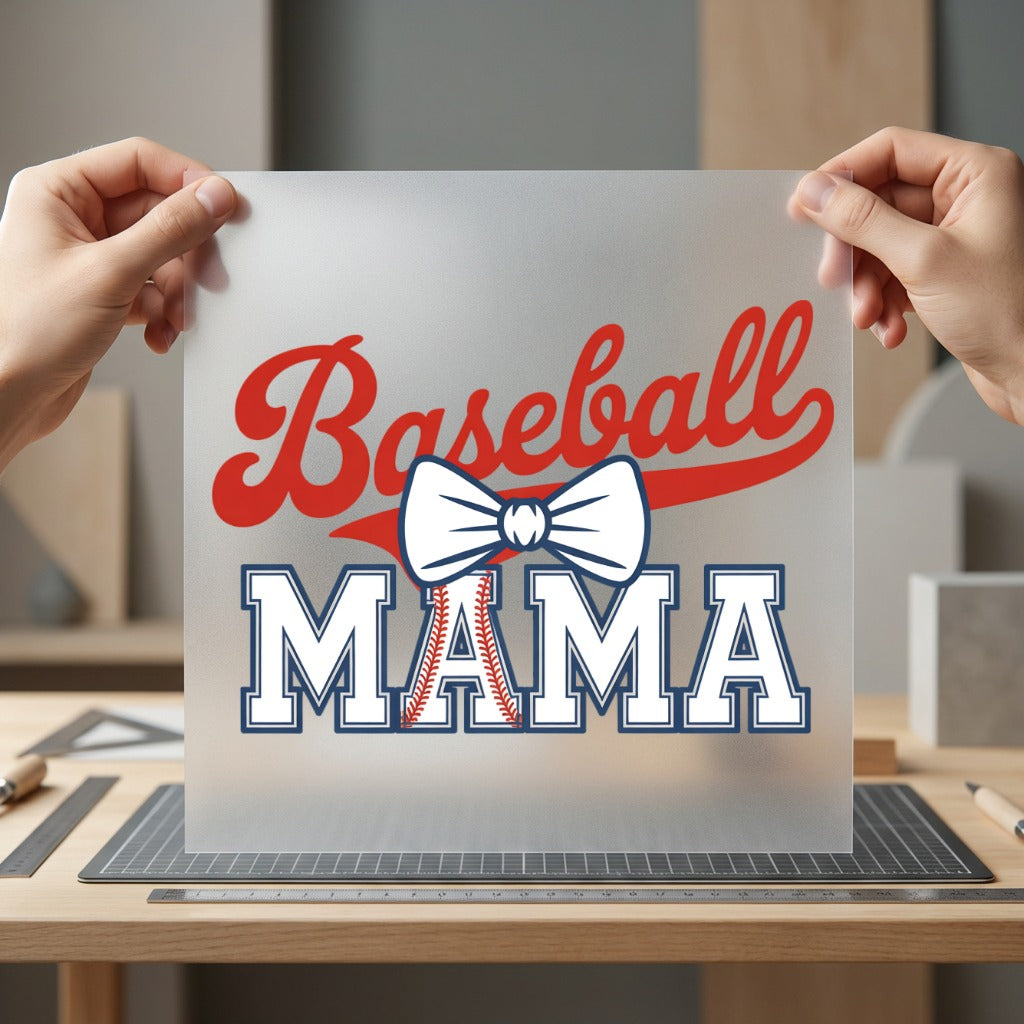 Baseball Mama Bow Sports Mom Funny Ready to Press DTF Transfer for Dtf