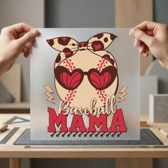 Baseball Mama Leopard Heart Mom Vintage Ready to Press DTF Transfer for Dtf
