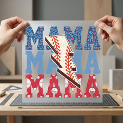 Baseball Mama Lightning Bolt Mom Vintage Ready to Press DTF Transfer for Dtf