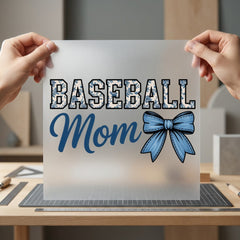 Baseball Mom Plaid Bow Mom Vintage Ready to Press DTF Transfer for Dtf