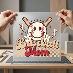 Baseball Mom Smiley Retro Mom Retro Ready to Press DTF Transfer for Dtf
