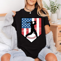 Baseball Player Usa Flag 4th Of July Patriotic Ready to Press DTF Transfer for Dtf
