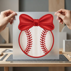 Baseball Red Bow Sports Fitness Ready to Press DTF Transfer for Dtf