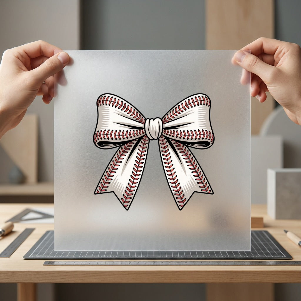 Baseball Stitch Bow Sports Vintage Retro Ready to Press DTF Transfer for Dtf